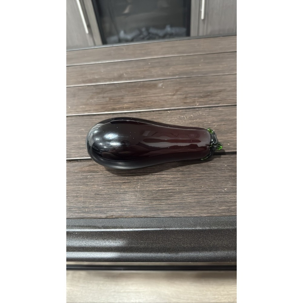 Vtg Murano Style Art Glass Eggplant Hand Blown Purple Aubergine Decor